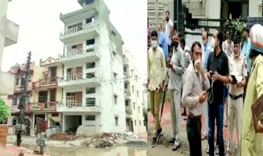 देखिए, किस तरह से भारी बारिश से झुक गया 4 मंजिला मकान, आनन-फानन में खाली करना पड़ा घर