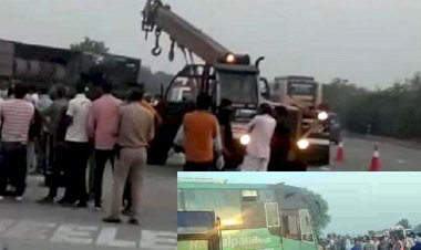 अलीगढ़ : यमुना एक्सप्रेस-वे पर प्राइवेट बस पलटी, तीन की मौत, 11 घायल