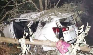 हादसे के बाद केंद्रीय मंत्री श्रीपद नाइक की गाड़ी की हालत हुई खराब, हुए घायल, मिलने गोवा जाएंगे राजनाथ सिंह